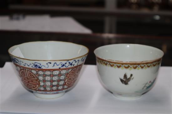 Four Chinese enamelled porcelain tea bowls largest diameter 10cm